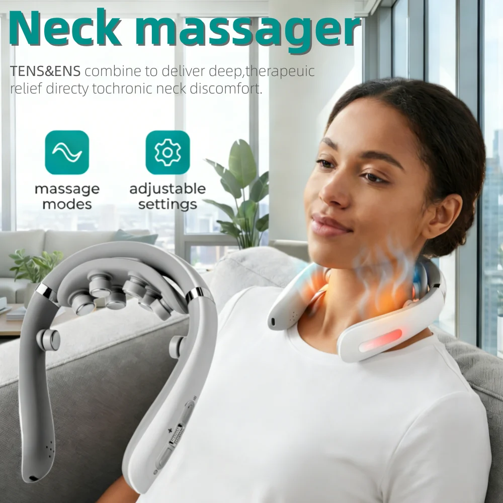 Smart Neck Massager Low Frequency Pulse Cervical Electric Massagers Relaxation Physiotherapy Vibration Massage Head Replaceable