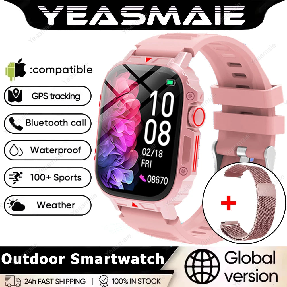 2025 New Rugged Military Sports Smart Watch 1.95 inch 300mAH Bluetooth Fitness Tracker reloj hombre Smarthwhatch For Android IOS