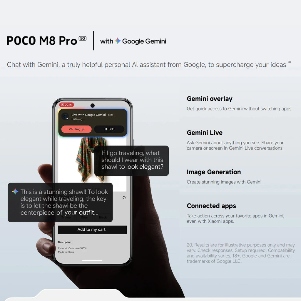POCO M8 Pro 5G 12+512GB Global Version Snapdragon® 7s Gen 4 6.83" CrystalRes 1.5K 120Hz AMOLED display 50MP Camera 6500mAh 100W