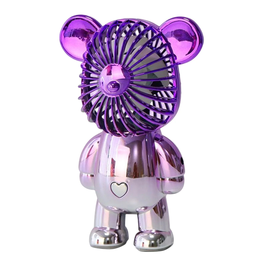 Graffiti Bear Electric Fan USB Rechargeable Desktop Fan Electroplating Gradient 3-speed for Camping Outdoor Travel