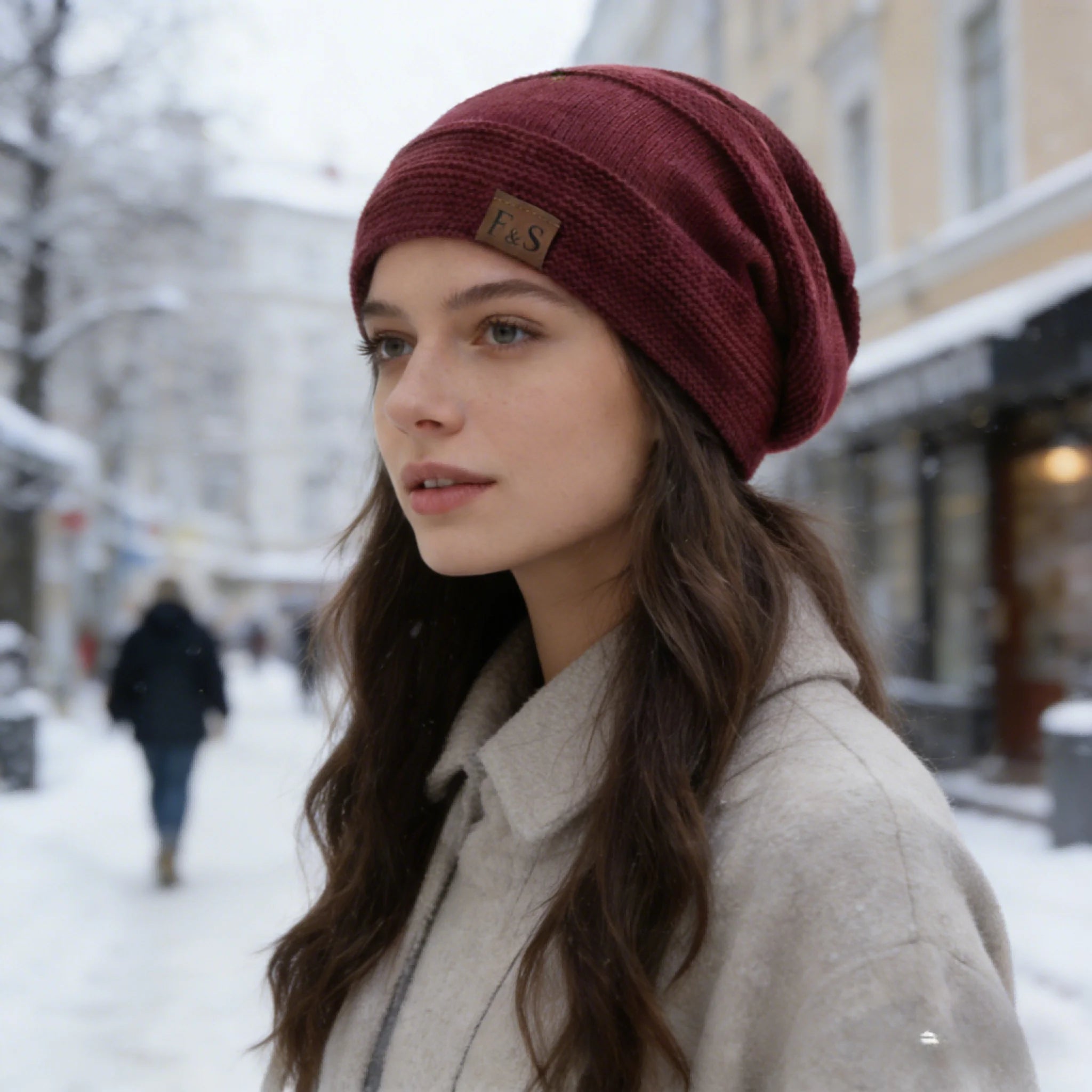 New Unisex Slouchy Winter Hats Add Fur Lined Men And Women Warm Beanie Cap Casual Label Decor Winter Knitted Hats