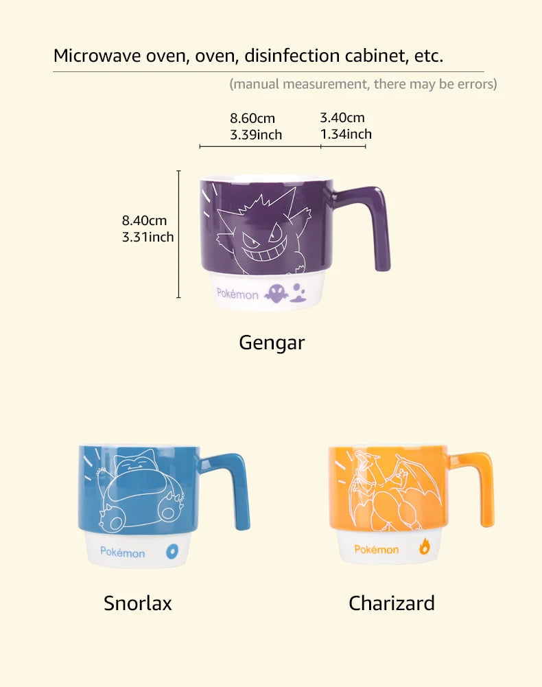 SHUNXIANG Pokémon Licensed Cartoon Ceramic Mugs Stackable Coffee Milk Tea Cups Cute Pattern Children Milk Cup Gift