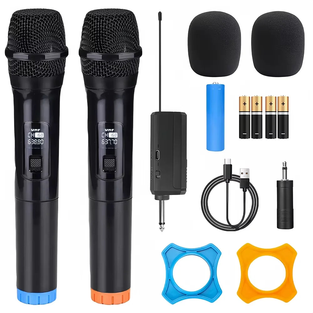 Wireless Microphone Handheld Micphone 2 Channels UHF Fixed Frequency Mic For Party Karaoke Professional Church Show Meeting