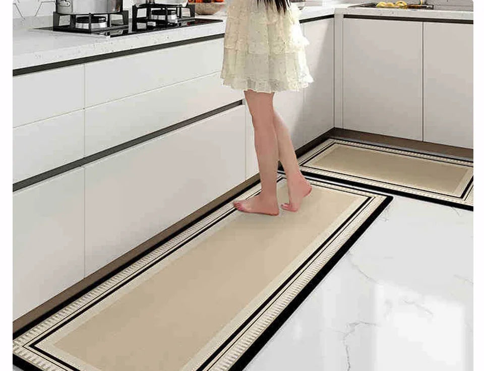 Kitchen Carpet Waterproof Oil-proof Floor Mat Pvc Leather Non-slip Foot Mats Long Strip Home Decoration Rug Alfombra De Cocina