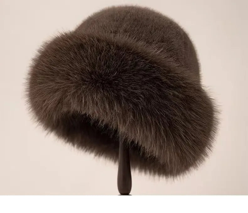 New Plush Mongolian Hat Imitating Mink Fur, Thickened and Warm Basin Hat, Windproof and Cold Proof in Autumn and Winter