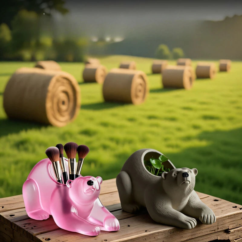 Polar Bear Silicone Mold Bear Flowerpot Molds Succulent Flowerpot Clay Cement Plaster Molds Home Garden Flower Pots Mould