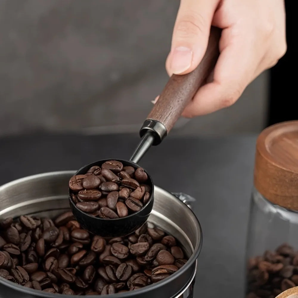 30ml Walnut Wood Coffee Scoop Stainless Steel Long Handle Measuring Spoon for Coffee Tablespoon Kitchen Tool Cafe  Accessories