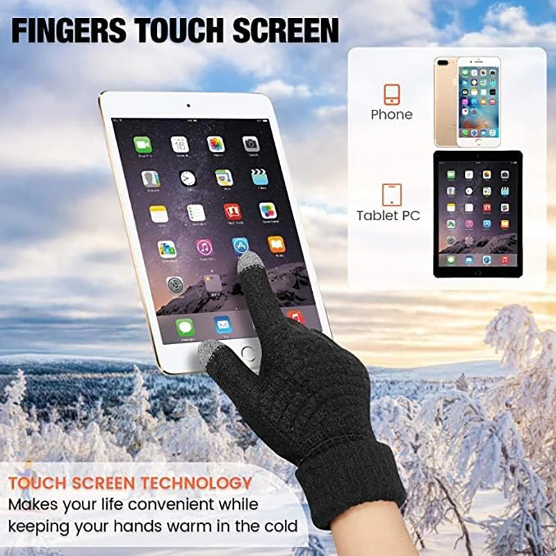 Winter-lined Gloves for Both Men and Women - Thickened Elastic Touch Screen Compatible, Cold-proof and Warm Gloves