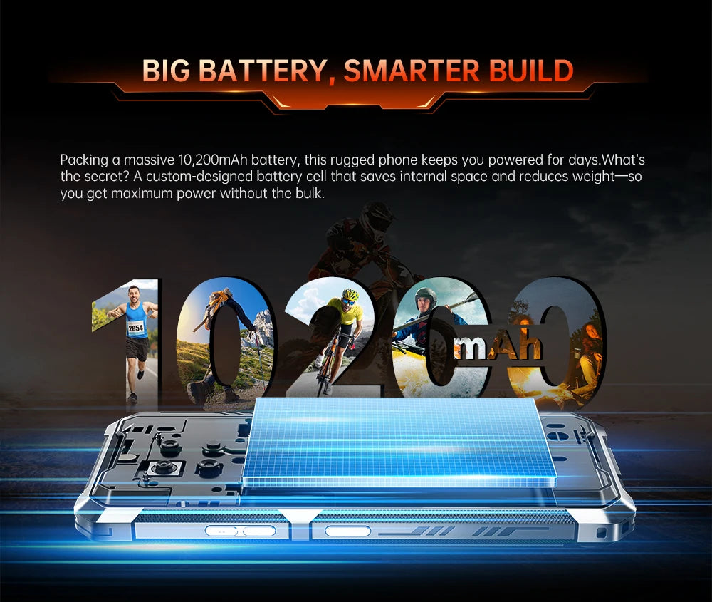 Thin Rugged Smartphone Android 15 Cubot KingKong ES 3, 10200mAh Battery, 16GB RAM(6+10), 256GB ROM, 6.745-Inch 120Hz Screen, NFC