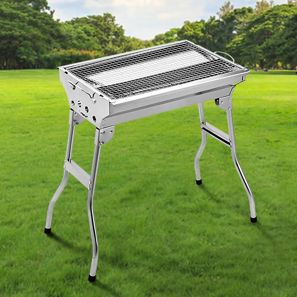 Portable Barbecue Grill Multi-Function Camping Stove with Stand with Storage Basket Charcoal Rack for Outdoor Camping Picnic
