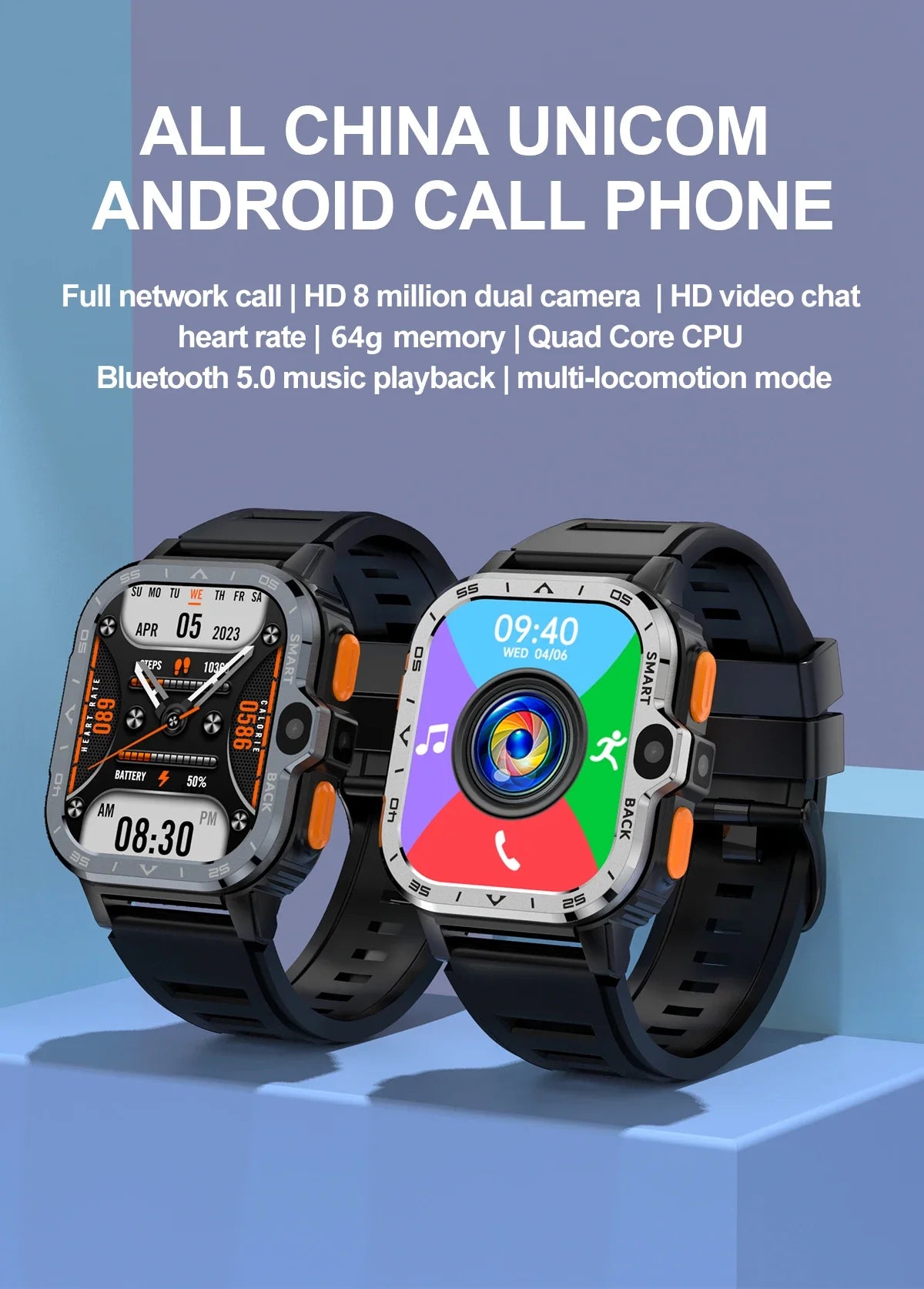PGD Android Smart Watch Men GPS 16G/64G ROM Storage HD Dual Camera 4G 5G SIM WIFI Wireless Fast Internet Access Watch