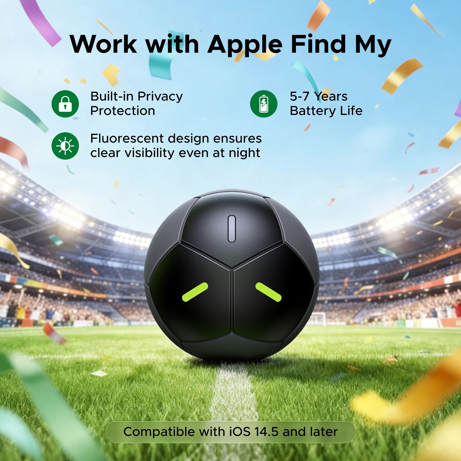 【Soccer-Shaped Design】UGREEN FineTrack Smart Finder Tracker for iOS Apple Find My | 5-Year Battery Life | IP68 Waterproof