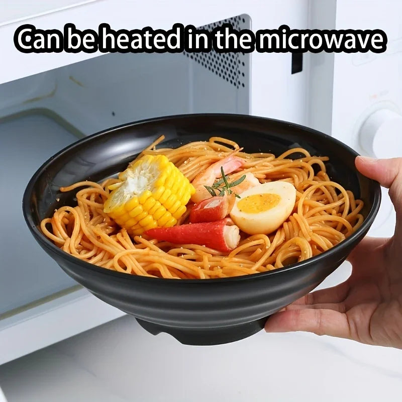 Thickened Plastic Ramen Bowl Anti-Slip Salad Bowl Solid Color Perfect for Kitchen Restaurant Lamian Noodles bowl(NOT CERAMIC)
