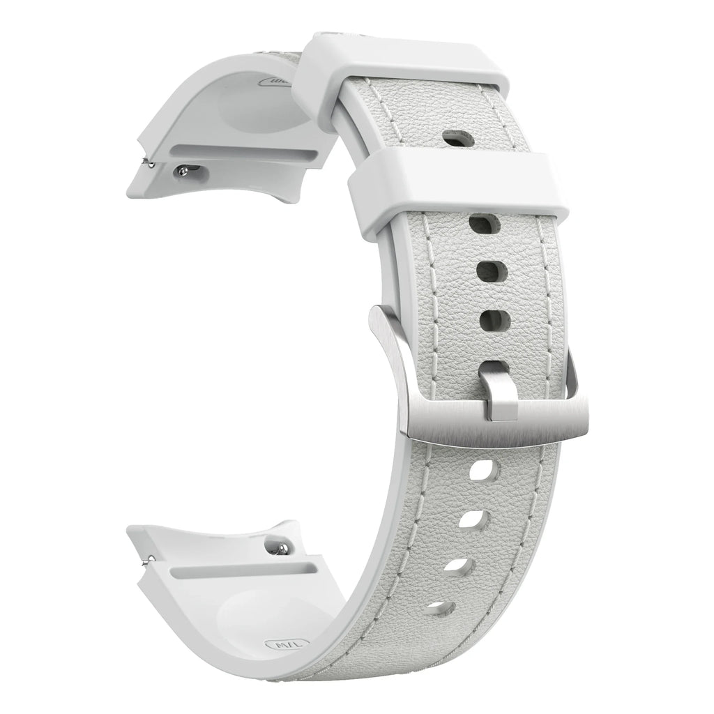 Silicone+Leather Strap for Samsung Galaxy Watch 7 6 5 4 FE 40mm 44mm No Gap Bracelet Band Watch 6 4 Classic 43/47mm 42/46mm Belt