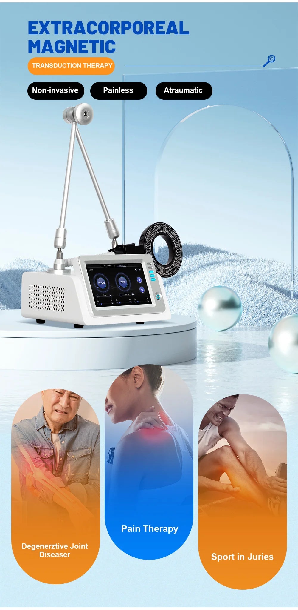 New Upgrade Physio Magneto Electromagnetic Transduction Therapy Machine for Pain Relief & Body Rehabilitation Clinic Use