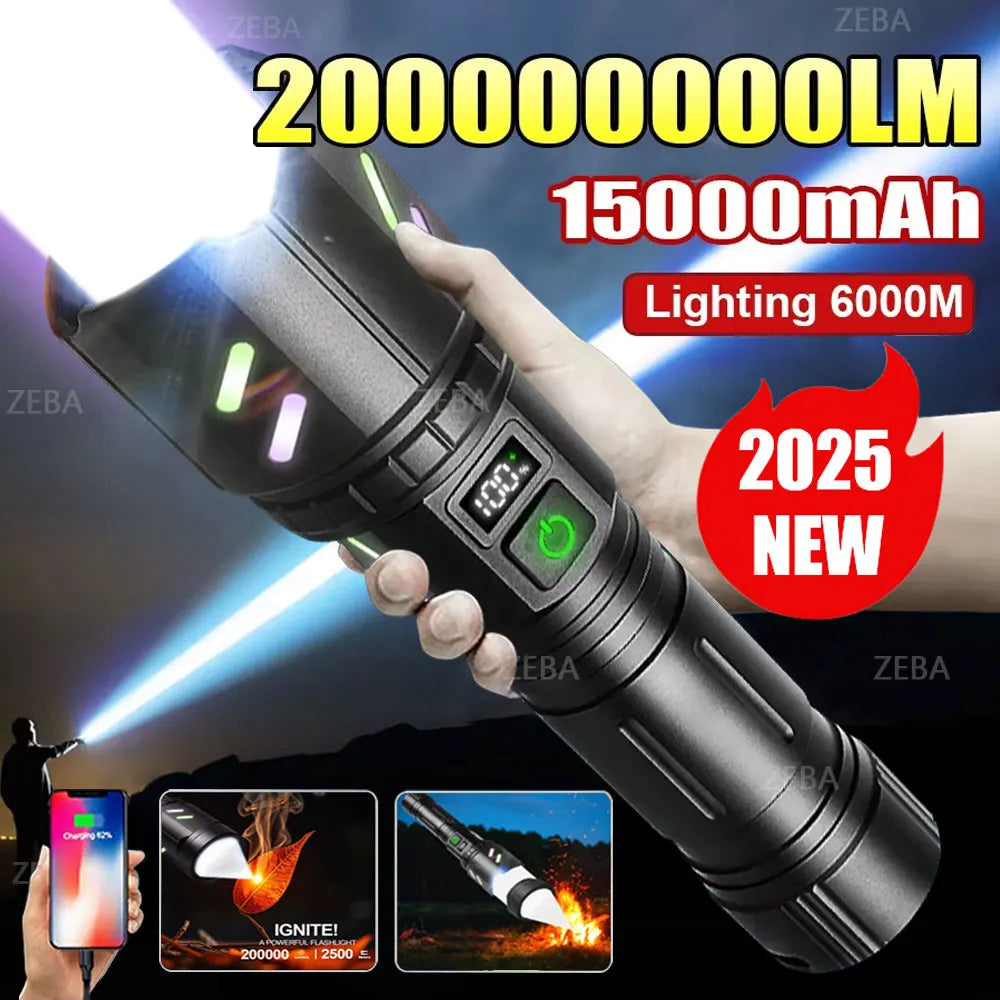 Ultra Powerful Windproof Fire Starting Flashlight Rechargeable High Power Torch Focused Light Source Can Light A Flame Lantern