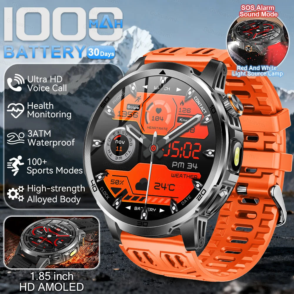 2026 Military T-Rex 3 Smart Watch Fitness Clock Men 466*466 AMOLED Screen 1000mAh Battery Flashlight Call Waterproof Smartwatchs