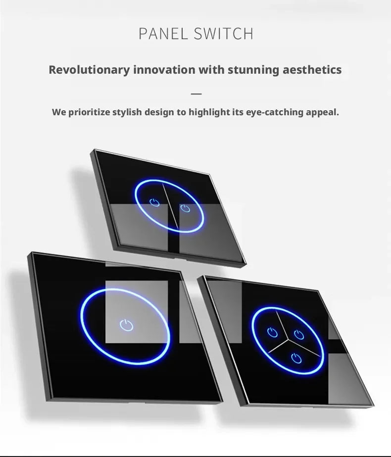 Tuya Smart Life WiFi Smart Touch Switch Tempered Glass Panel WiFi Bluetooth Dual Mode+RF433 Alexa/Google Home Voice Control