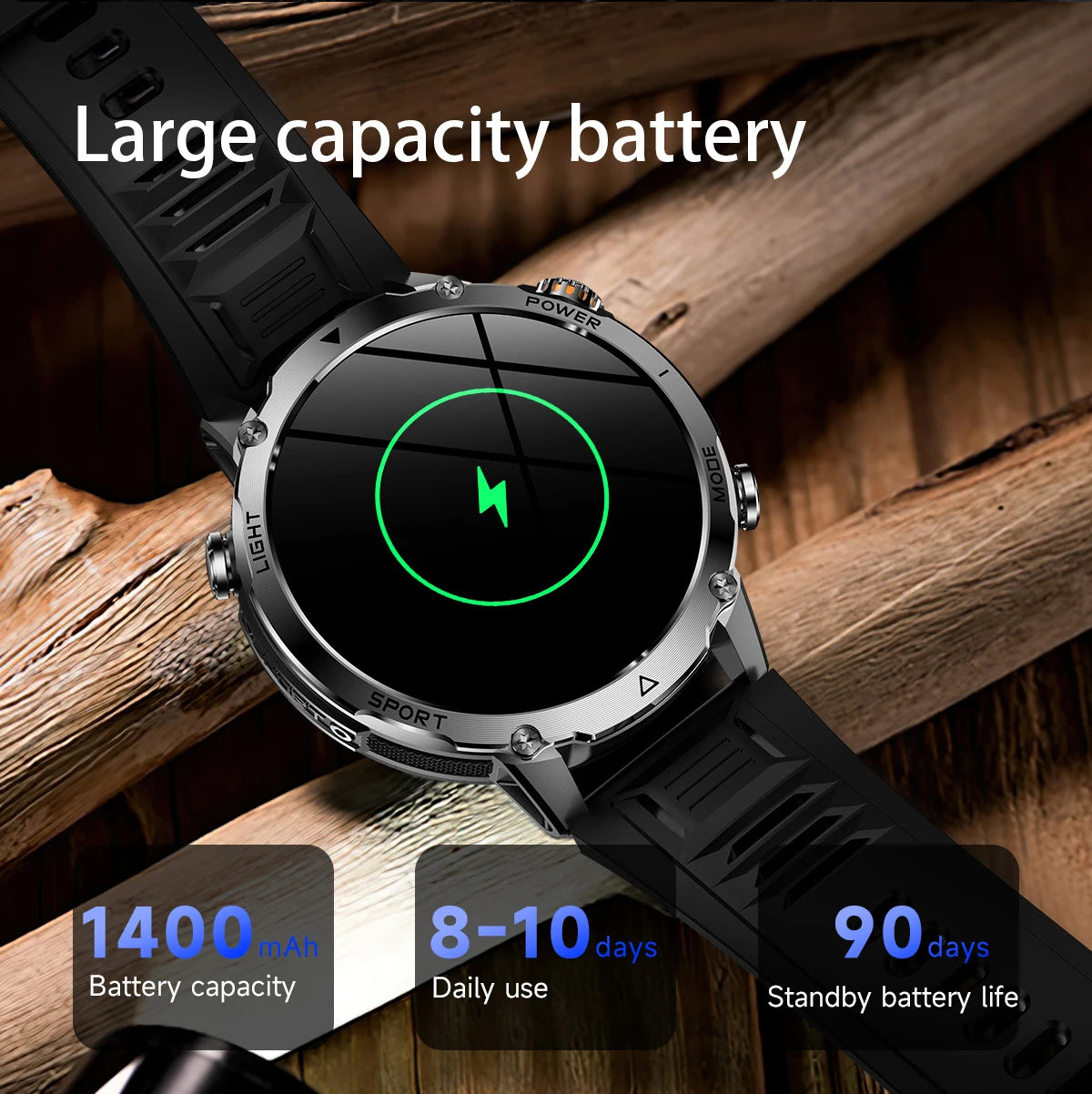 LIGE Men Smart Watch 1400 mAh 1.7 Inch Screen Bluetooth Call Voice Assistant Watch Sport Fitness IP68 Waterproof Smartwatch 2026