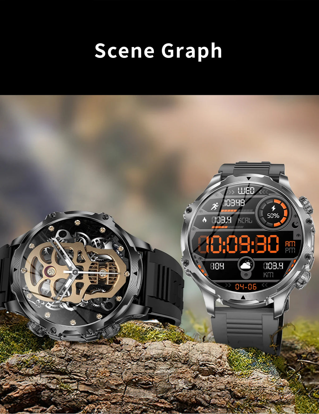New 1000mah Long Standby AMOLED Smart Watch Men Sports Fitness LED Flashlight 3ATM Waterproof BT Call Smartwatch Men +GiFt