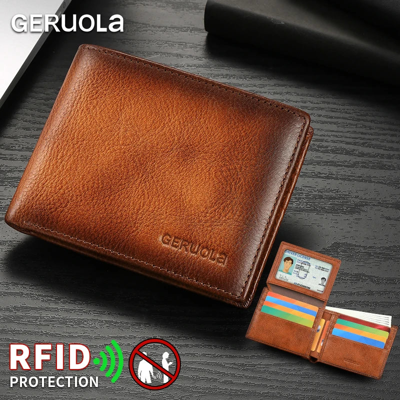 2526 Bestseller Short-style wallet crafted from genuine top-grain cowhide leather Features RFID blocking technology Card slot de
