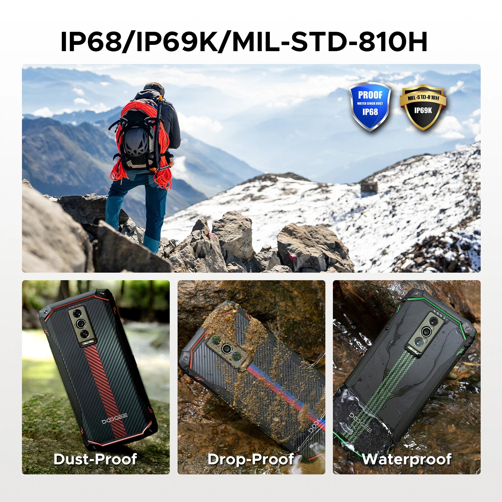 DOOGEE Blade10 Energy Rugged Phone Ultra-thin 6.5'' Screen 6150mAh Battery 24GB RAM(4GB+20GB) 128GB ROM Android 15 Smartphone
