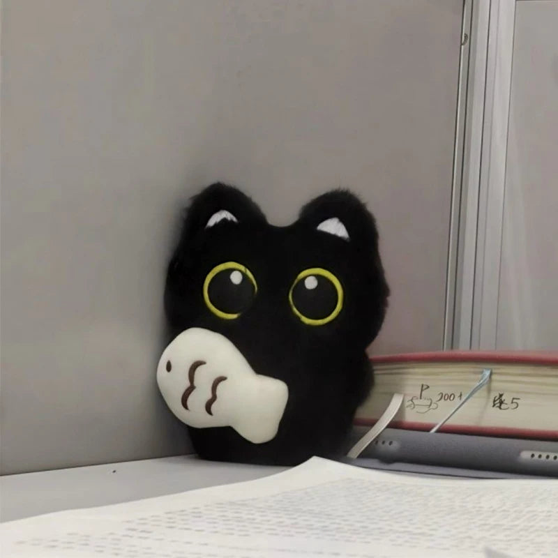 2Pcs Cool Plush Black Cat Doll Toy Keychain Bag Pendant Charms Car Keyring Accessories for Women Couples Kawaii Gift