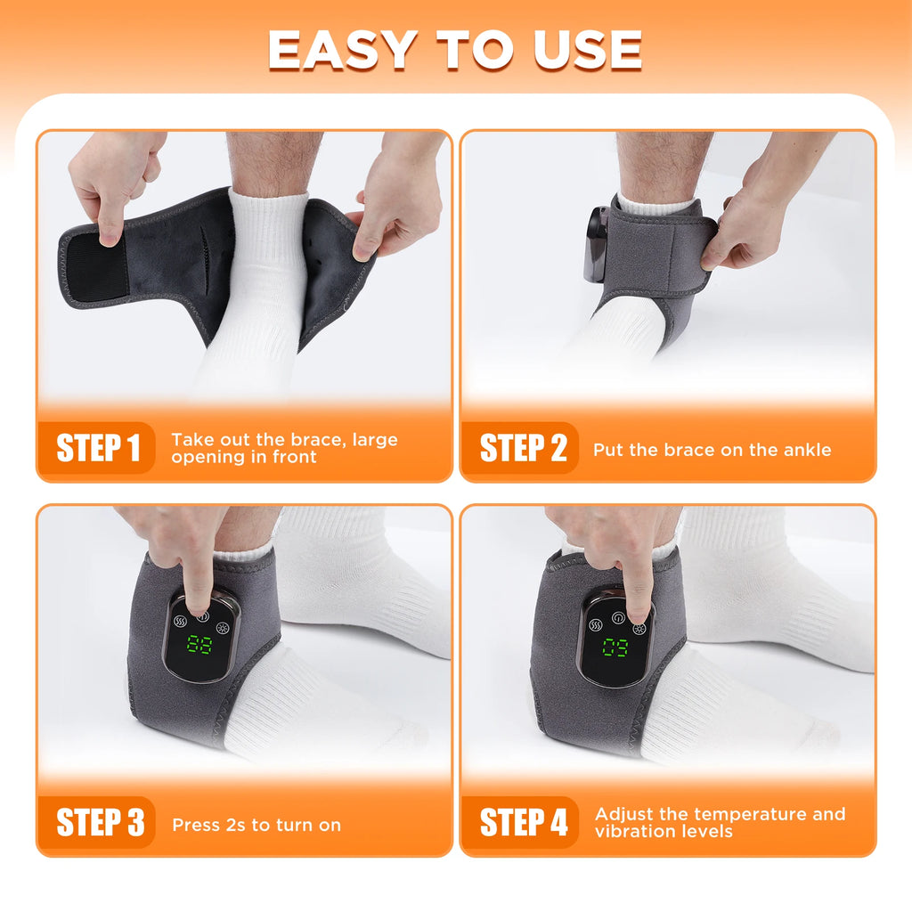 Electric Ankle Massager 5 Level Hot Compress Ankle Brace Relaxation Treatment Air Compression Foot Massager Relieving Achilles
