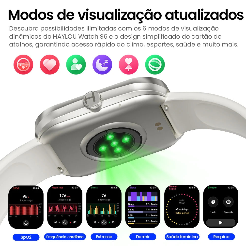 HAYLOU Watch S6 Smartwatch 2.01" HD Display Smart Watch Bluetooth Voice Callings IP68 Waterproof Fitness Tracking Smartwatch