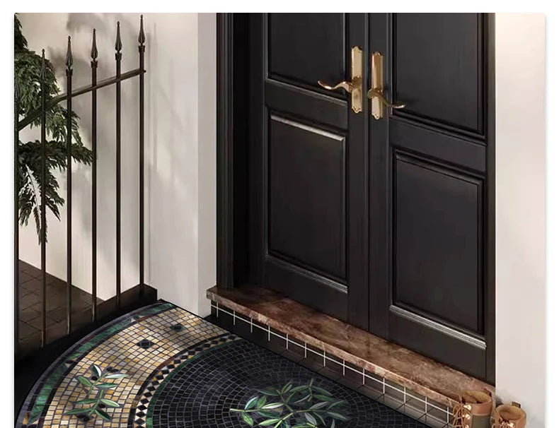 Entrance Carpet Anti-slip Dirt-resistant Wear-resistant Door Rug Semicircular Imitation Marble Texture Welcome Floor Mat 현관 카펫