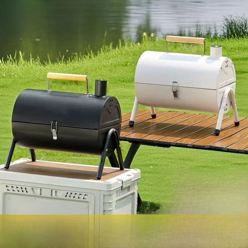 Portable Camping Barbecue Grill Multi-Function Charcoal Barbecue Double-Sided Chimney Home Outdoor Stove Meat Cooking Tool