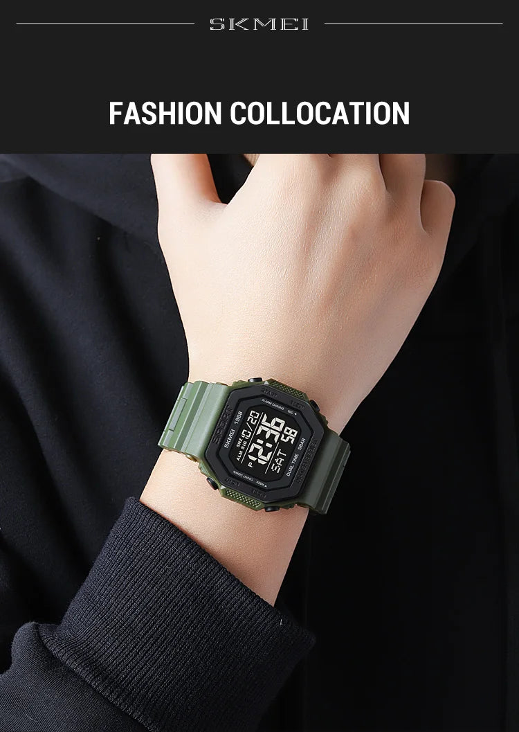 SKMEI 1988 Chrono Men Watch Luxury Brand Sport Watch Electronic Digital Male Wrist Clock Man 50M Waterproof Men's Watches 1988