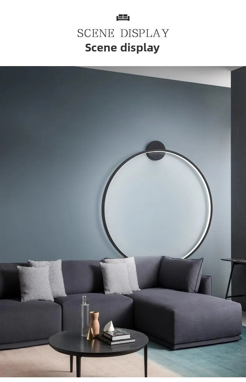 Minimalist LED Circle Background Wall Lamp Home Indoor Decor Wall Sconces Living Room Hall Hotel Wall Lights Bedside Light Black