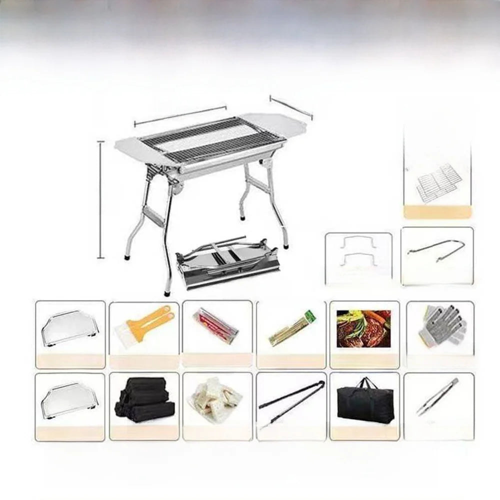 Large Portable Outdoor BBQ Grill Charcoal Grill Cooking Tool for Camping Picnic Garden Home Use Easy to Clean Easy to Carry