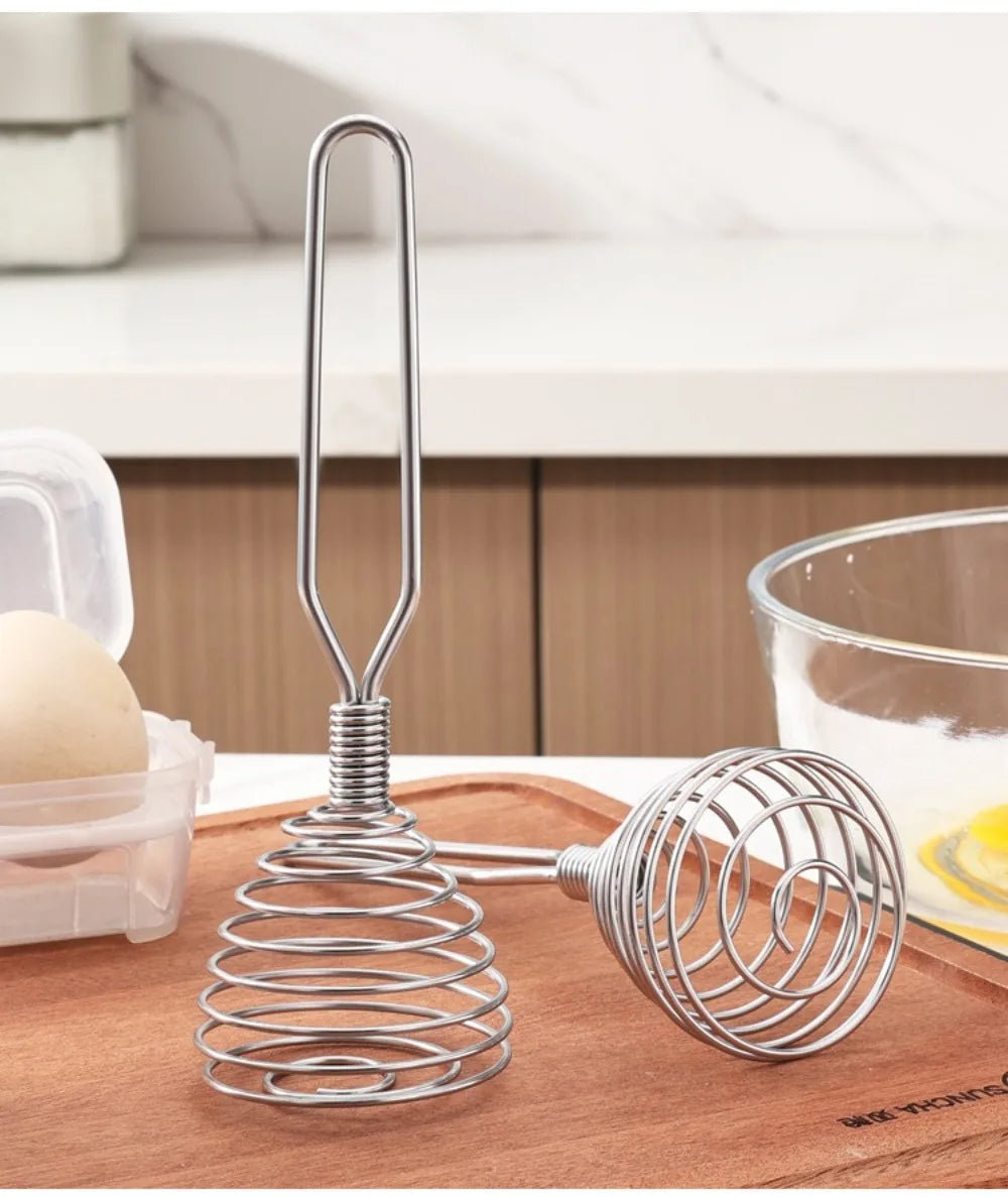 New Stainless Steel Manual Press Type Egg Beater Creative Honey Spoon Mixer Milk Jam Stirring Spoon Kitchen Baking Cooking Tools