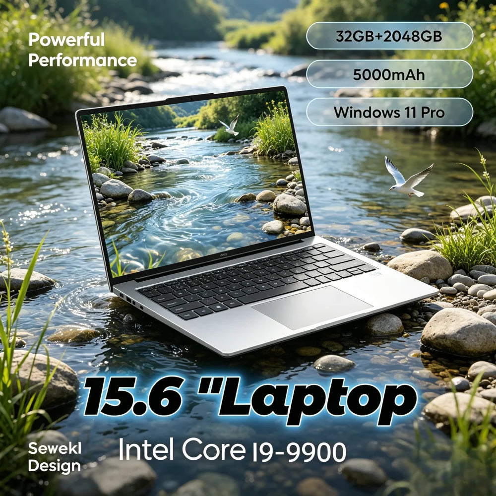 Sturdy 15.6" Portable Laptop Intel i9-9900 Win11 32GB DDR4 2TB SSD Gaming Office Notebook PC