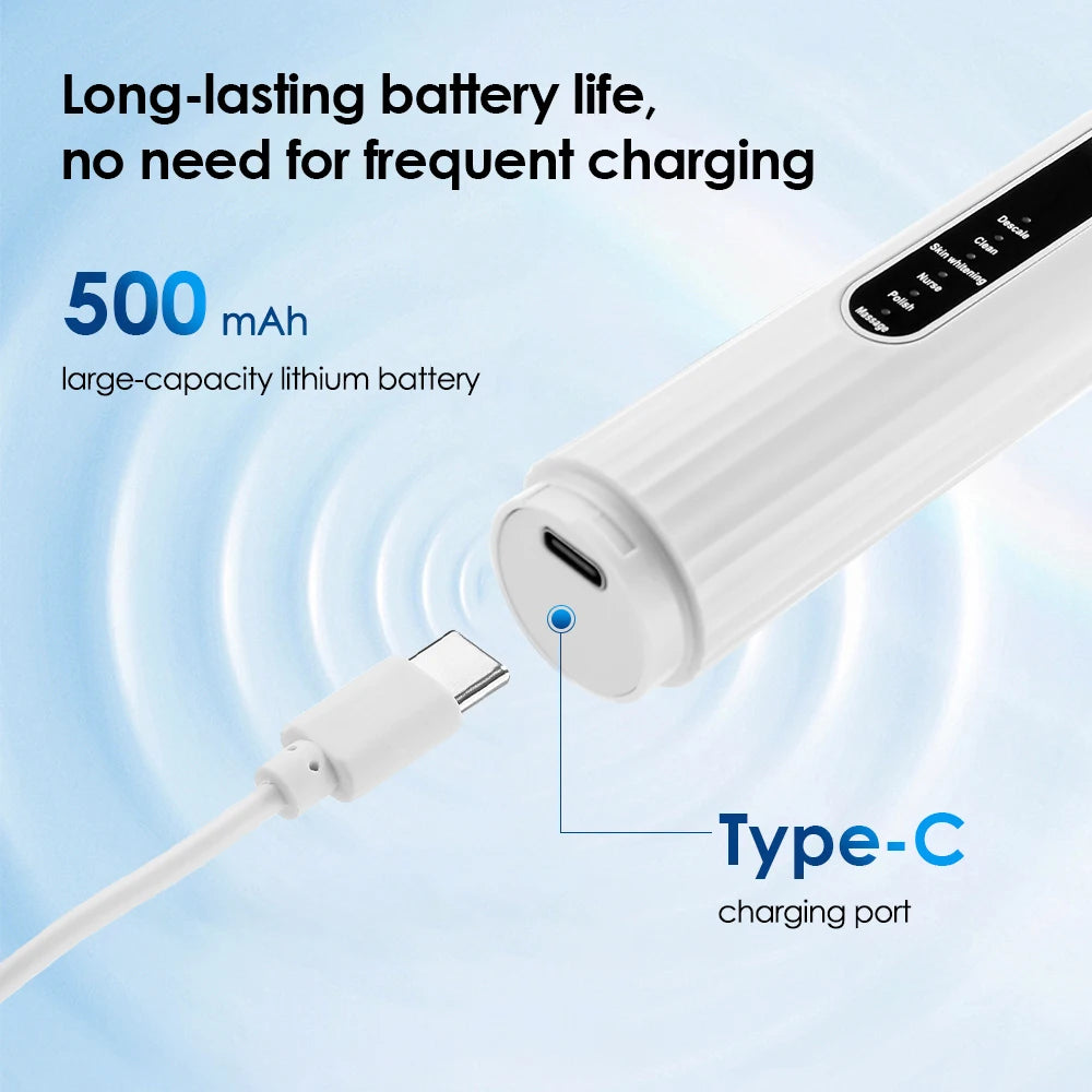 Electric Teeth Cleaner 6-gear Modes Portable Toothbrush Tartar Remover High Frequency Vibration Tartar Cleaning Whitening Teeth