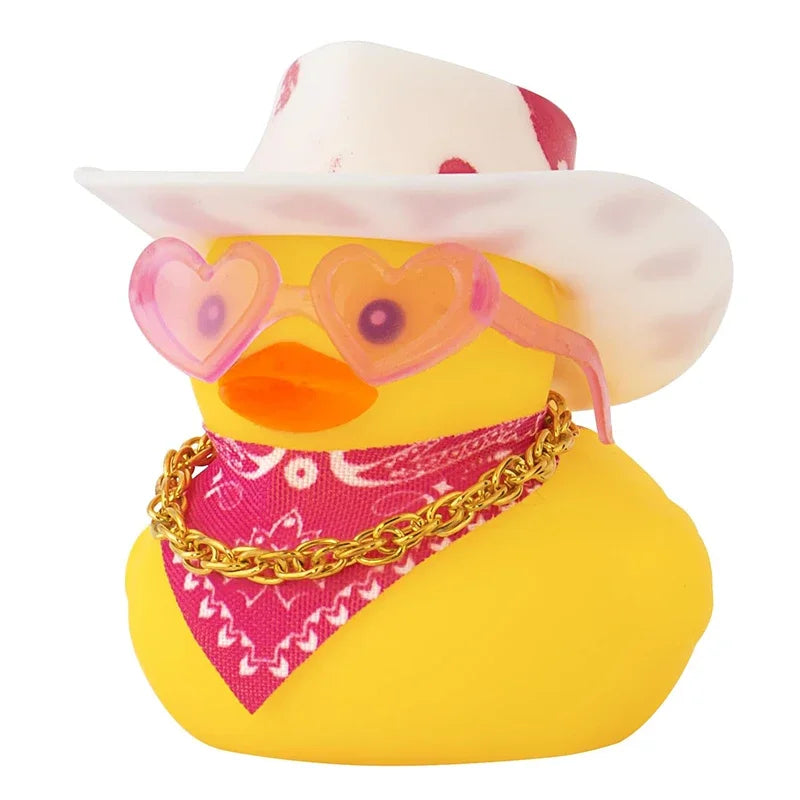Car Decoration Rubber Cowboy Duck Car Dashboard Decorations Pink Cowboy Hat Rubber Ducks, Duck for Car Ornament Accessories