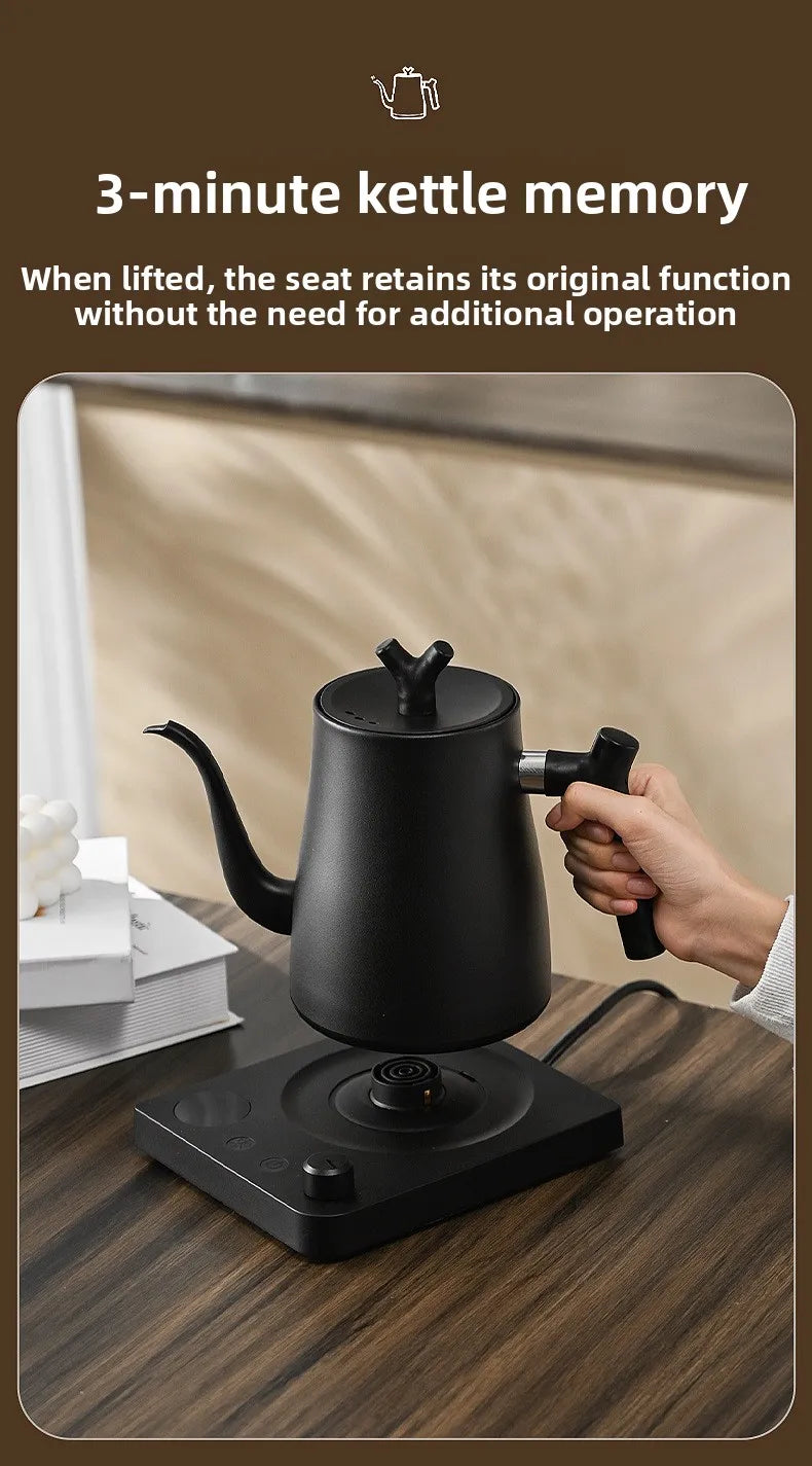1000ML Stainless Steel Gooseneck Electric Kettle with Digital Temperature Control for Precise Brewing of Coffee and Tea