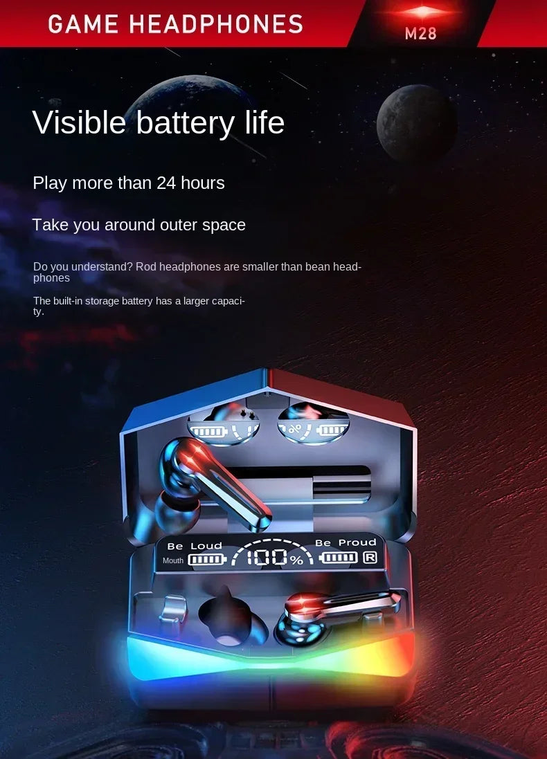 Original M28 Wireless Headphones Bluetooth 5.3 Earphones sport Earbuds Headset With Mic Charging box Headphones For smartphones
