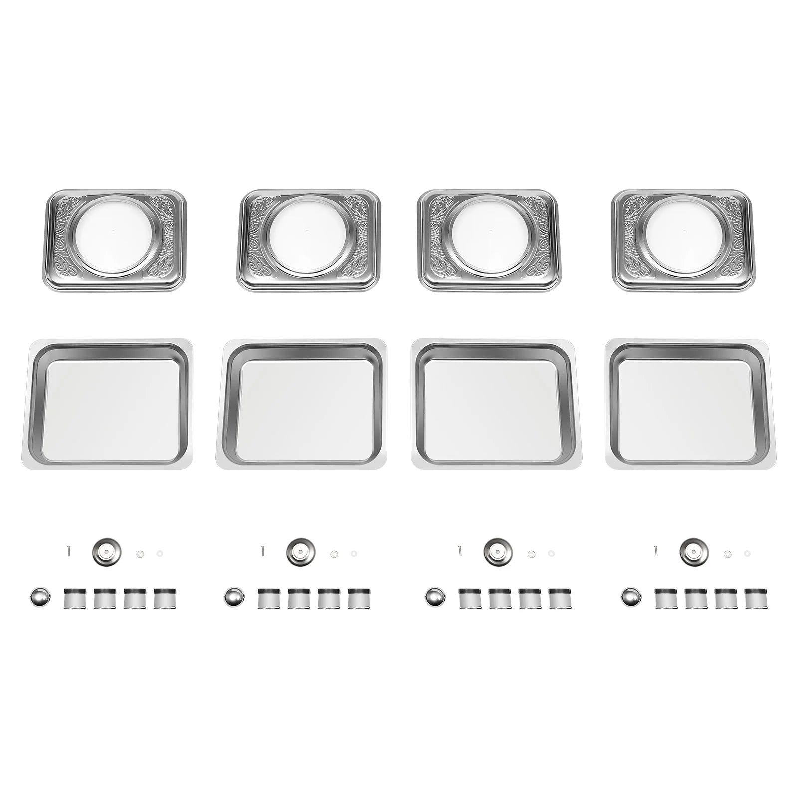 4pcs, Chafing Dishes Buffet Set Stainless Steel Buffet Dish Server Rectangular Chafing Dish Set with Lid for Buffets Caterings