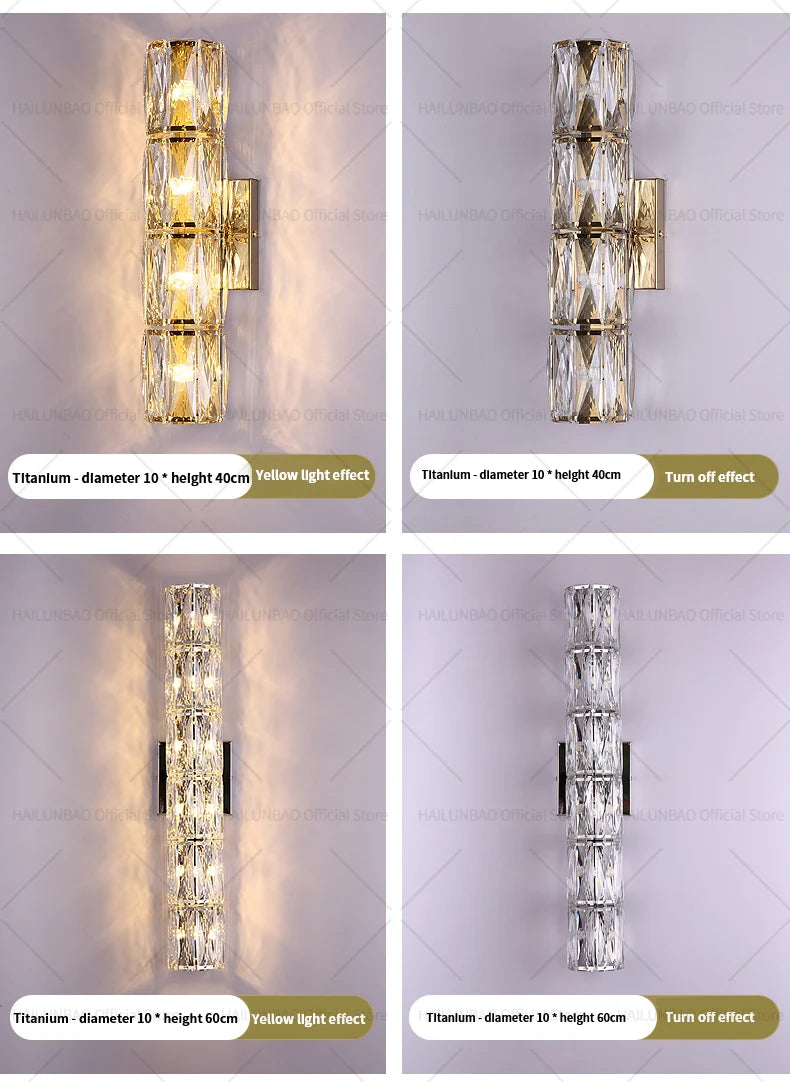 Light Luxury Crystal Wall Lamp Creative Villa Living Room TV Background Wall Lamp Network Red Modeling wall Bedroom Bedside Lamp