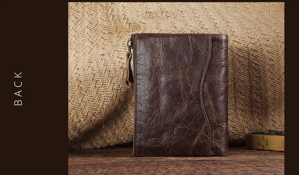 HUMERPAUL Short Wallet for Men Genuine Leather RFID Wallets with Card Holder Bifold Zip Coin Pocket Billetera Hombre Small