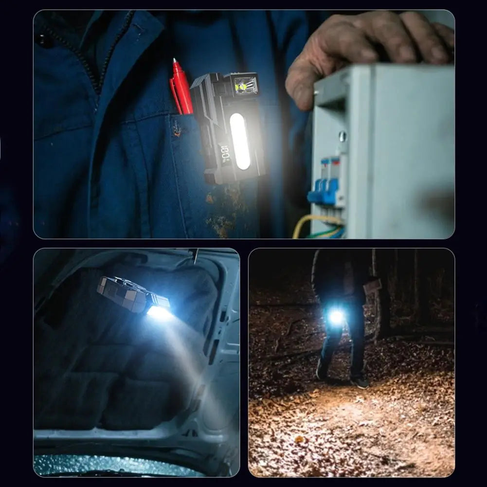 Outdoor Adjustable Angle Flashlight 1200 Lumens COB LED Zoomable Work Light USB Rechargeable Torch for Camping Hiking