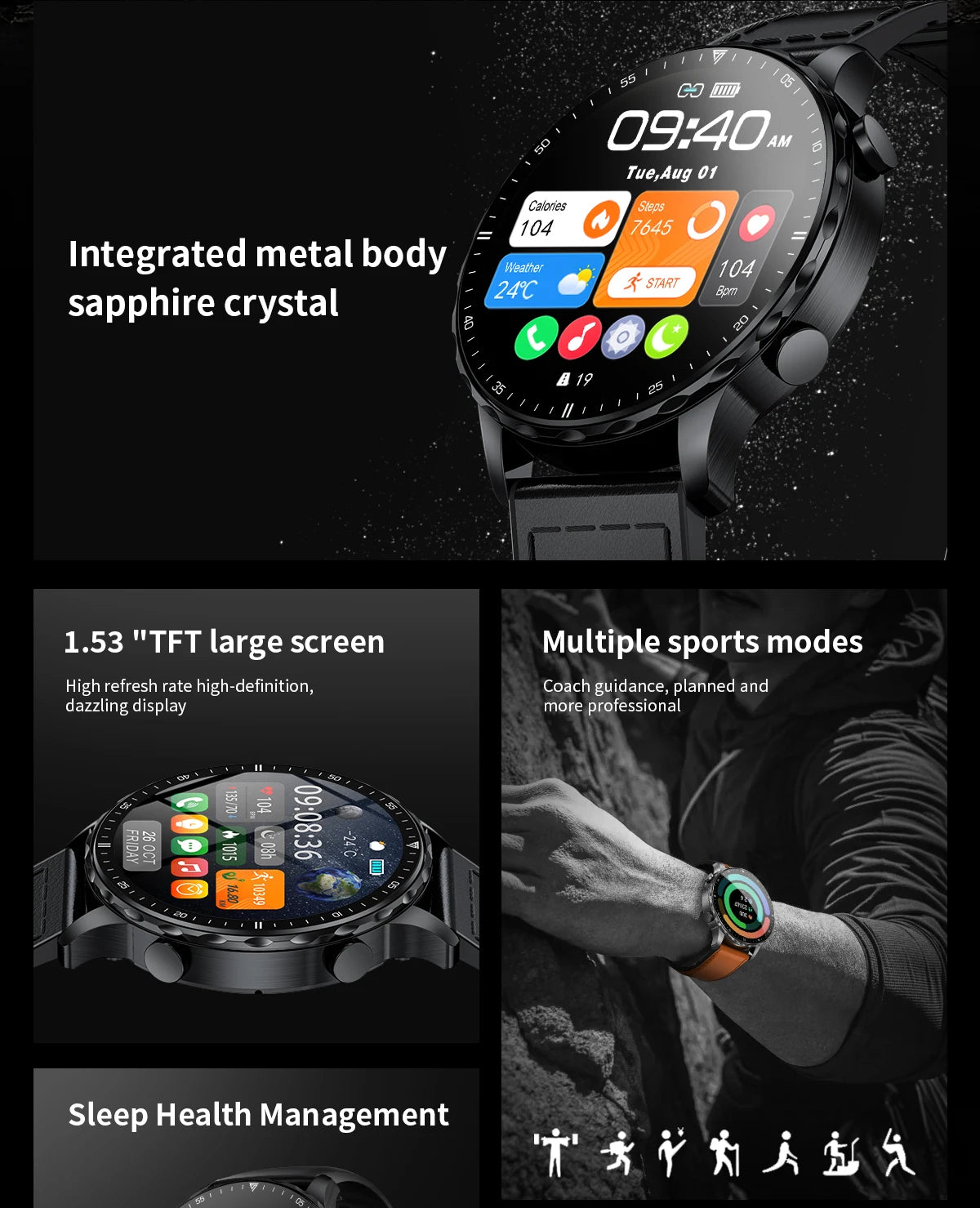 LIGE 2026 New Smart Watch Men Blood Oxygen Health Monitor Men's Watches AI Voice Assistant Bluetooth Call Men Sports Smartwatch