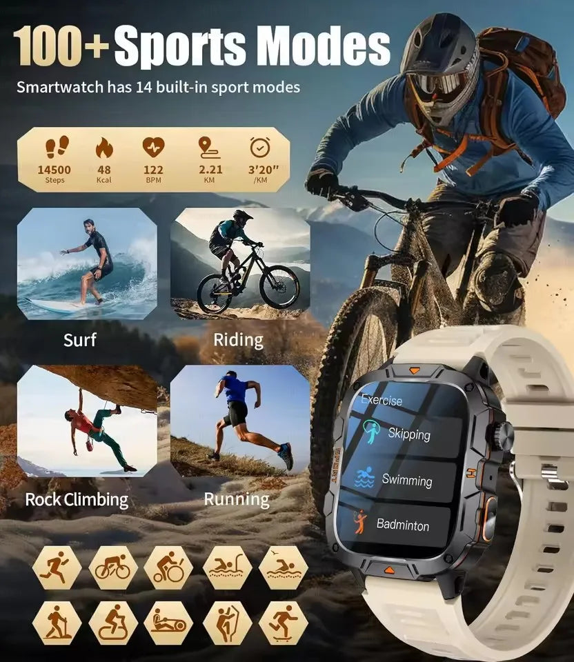 2025 For Xiaomi Original Built-in Dual-band GPS Men Smartwatch BT Call Fitness Military 5ATM IP68 Military Sport Smart Bracelet