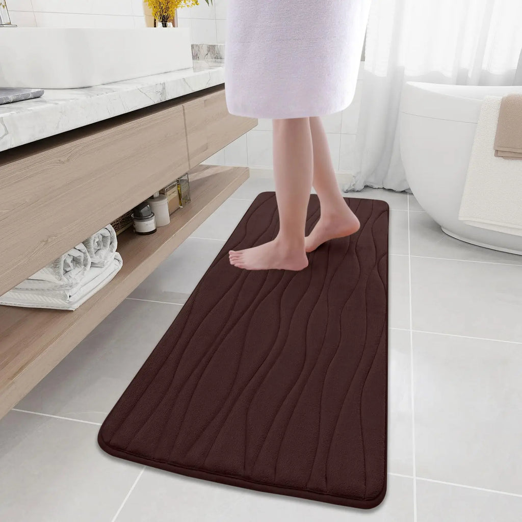 Olanly Memory Foam Mats For Bathroom Highly Absorbent Non-slip Bath Rugs Super Soft Comfort Carpet  Machine Washable Shower Mats