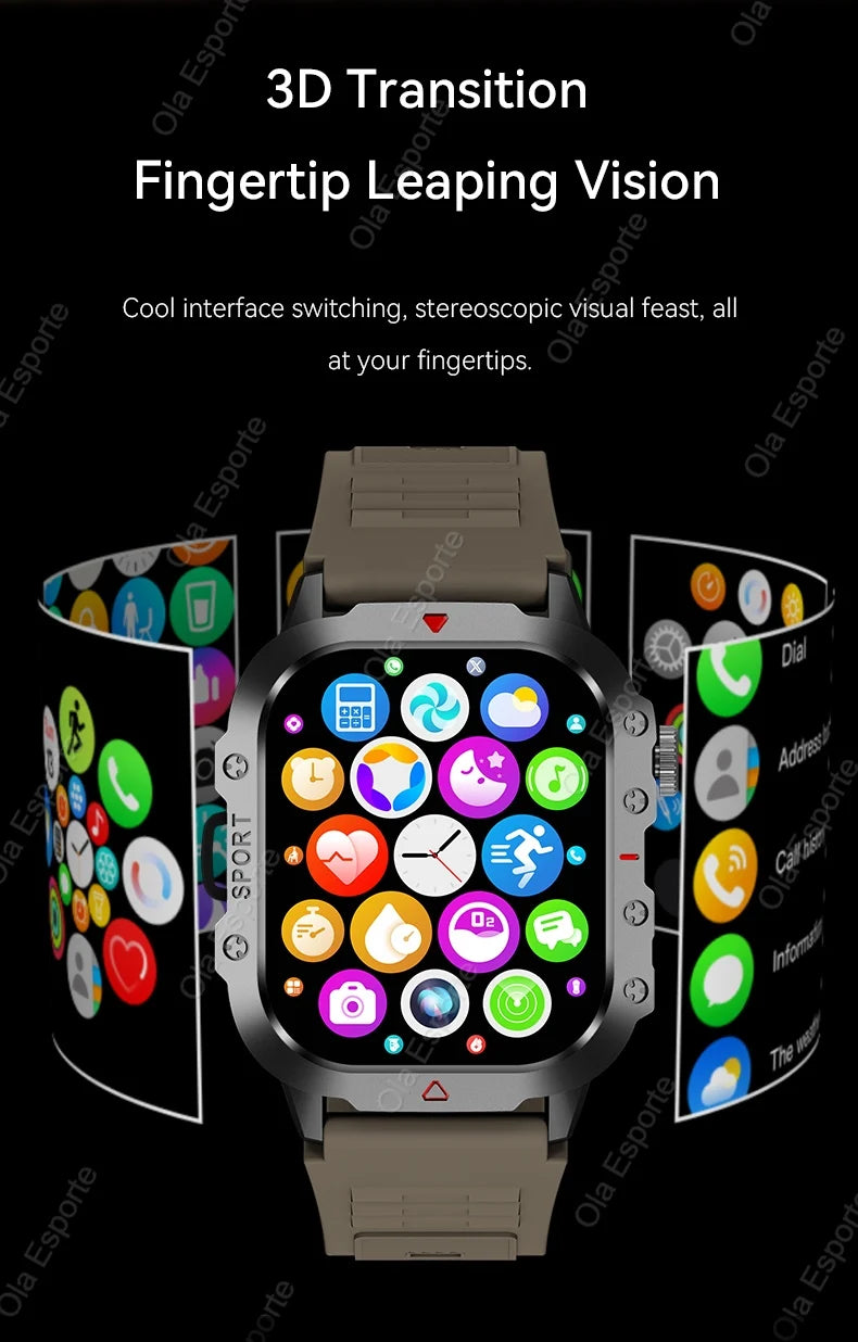 Military GPS Smart Watches For Men Flashlight Waterproof Outdoor Sport Tracker Bluetooth Call Smartwatch Man Women 2025 Pk h12