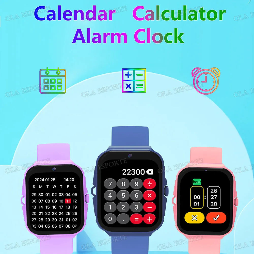 New Smart Watch For Children HD Touch Screen Camera 18 Games Sleep Monitoring Alarm Clock Calculator Birthday Gift Boy Girl HW12