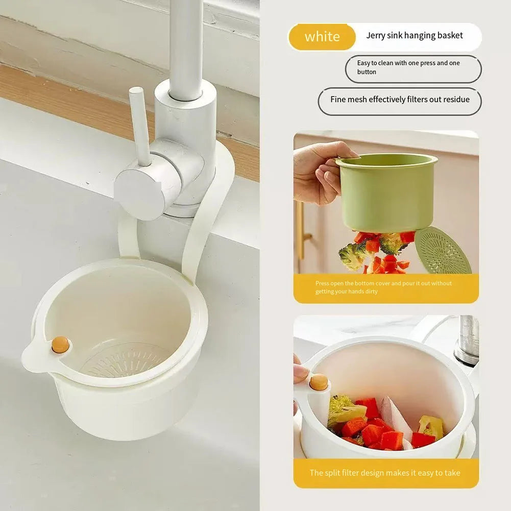 Creative Kitchen Sink Hanging Strainer Basket Detachable Openable Bottom Cover Kitchen Garbage Filter Quickly Drain Clean Rack